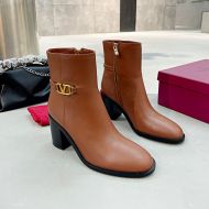 Valentino VLogo Signature Ankle Boots 70MM Women Calfskin Brown