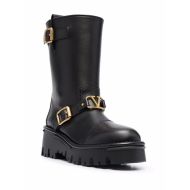 Valentino VLogo Signature Ankle Boots 65MM with Buckle Straps Women Calfskin Black