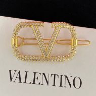 Valentino VLogo Signature Hair Clip In Metal with Crystals Gold