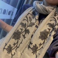 Valentino Vlogo Signature Sacrf with Roses Jacquard Women Cashmere Grey