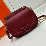 Valentino Vsling Shoulder Bag In Grainy Calfskin Burgundy