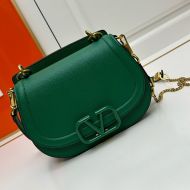 Valentino Vsling Shoulder Bag In Grainy Calfskin Green